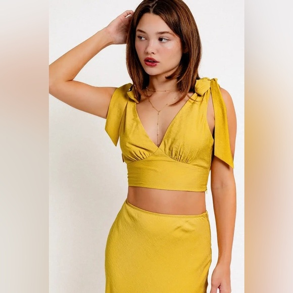 NWT-V-Neck back Tie Crop Top & Bias Maxi Skirt Set - Picture 4 of 10